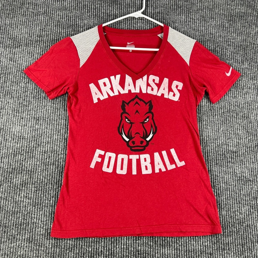 Arkansas Razorbacks Shirt Womens Nike Medium Short Sleeve Red SEC Football